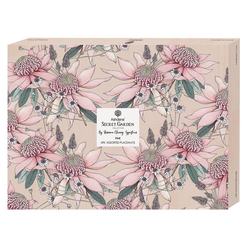 6 Piece Pink Secret Garden Placemat Set