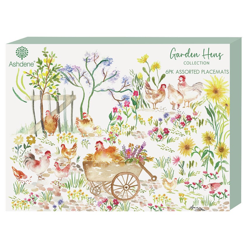 6 Piece Garden Hens Placemat Set