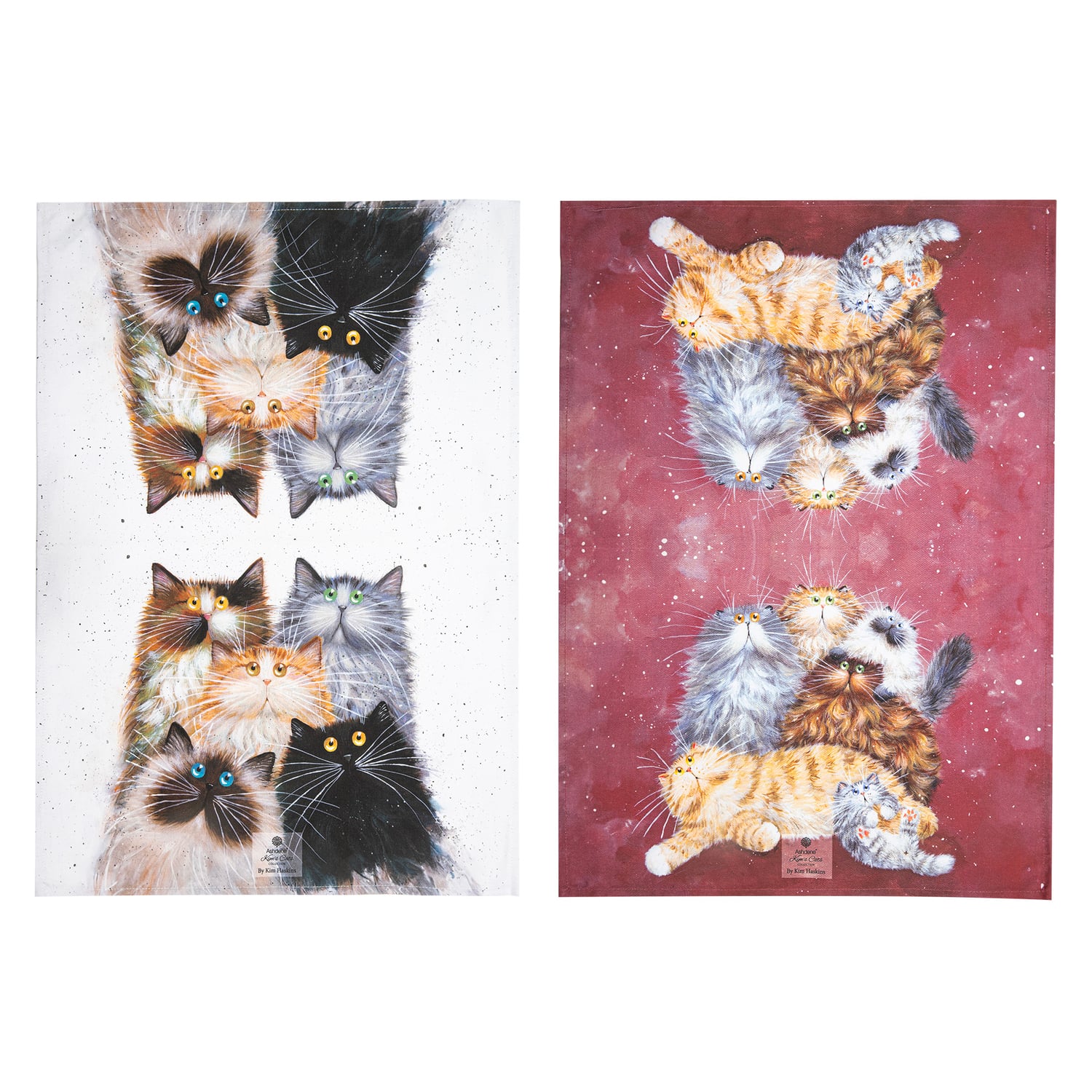 2 Piece Kim's Cats Fluffy Friends Tea Towel Set