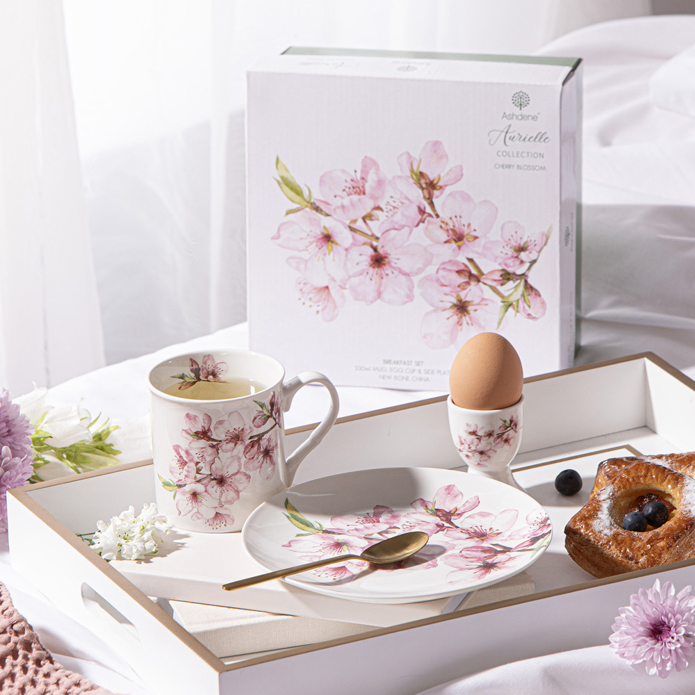 3 Piece Aurielle Cherry Blossom Breakfast Set