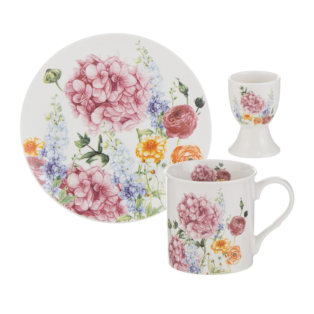 3 Piece Aurielle Garden Flower Breakfast Set