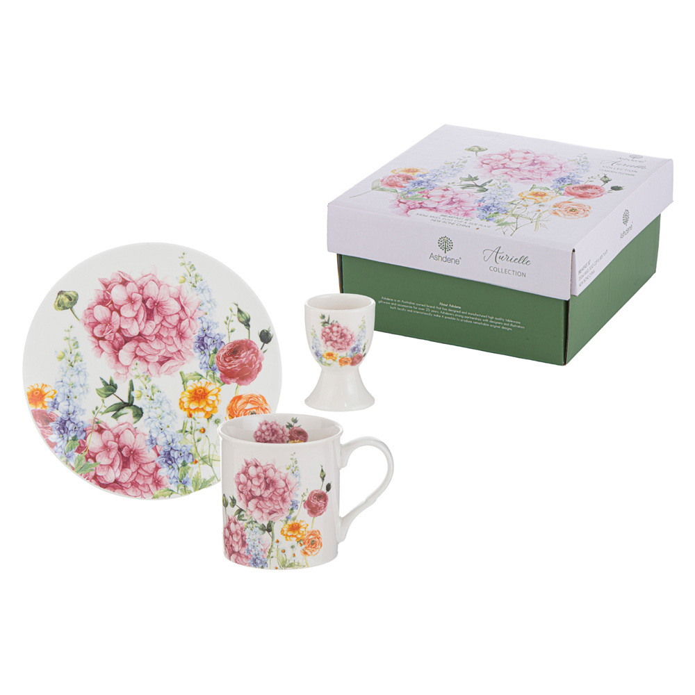 3 Piece Aurielle Garden Flower Breakfast Set