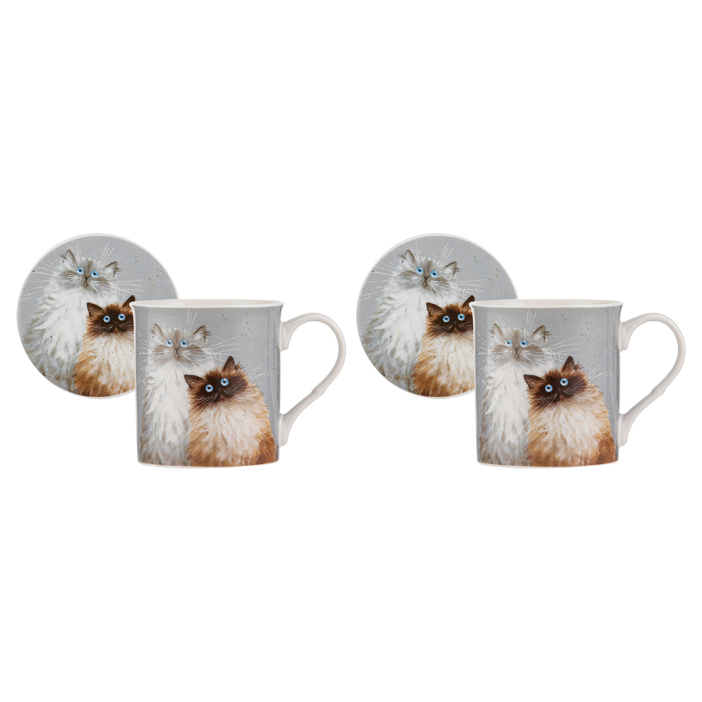 Kim's Cats Sully & Bucky 330ml Mugs & Coasters