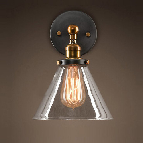 Observatory Lighting Clear Glass Funnel Filament Wall Light & Reviews
