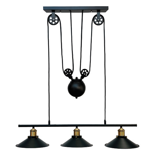 Industrial Pulley Linear 3 Light Pendant