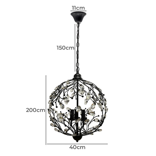 Beatrix 3 Light Metal & Crystal Pendant