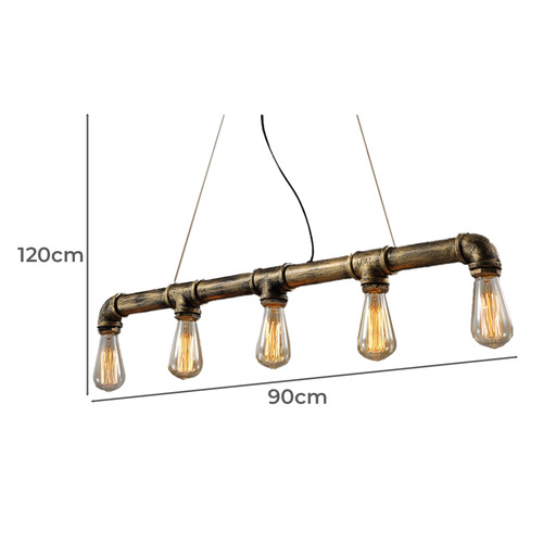 Straight Row Industrial Iron Pipe Pendant Lamp