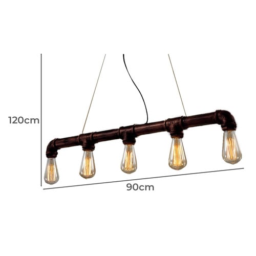 Straight Row Industrial Iron Pipe Pendant Lamp