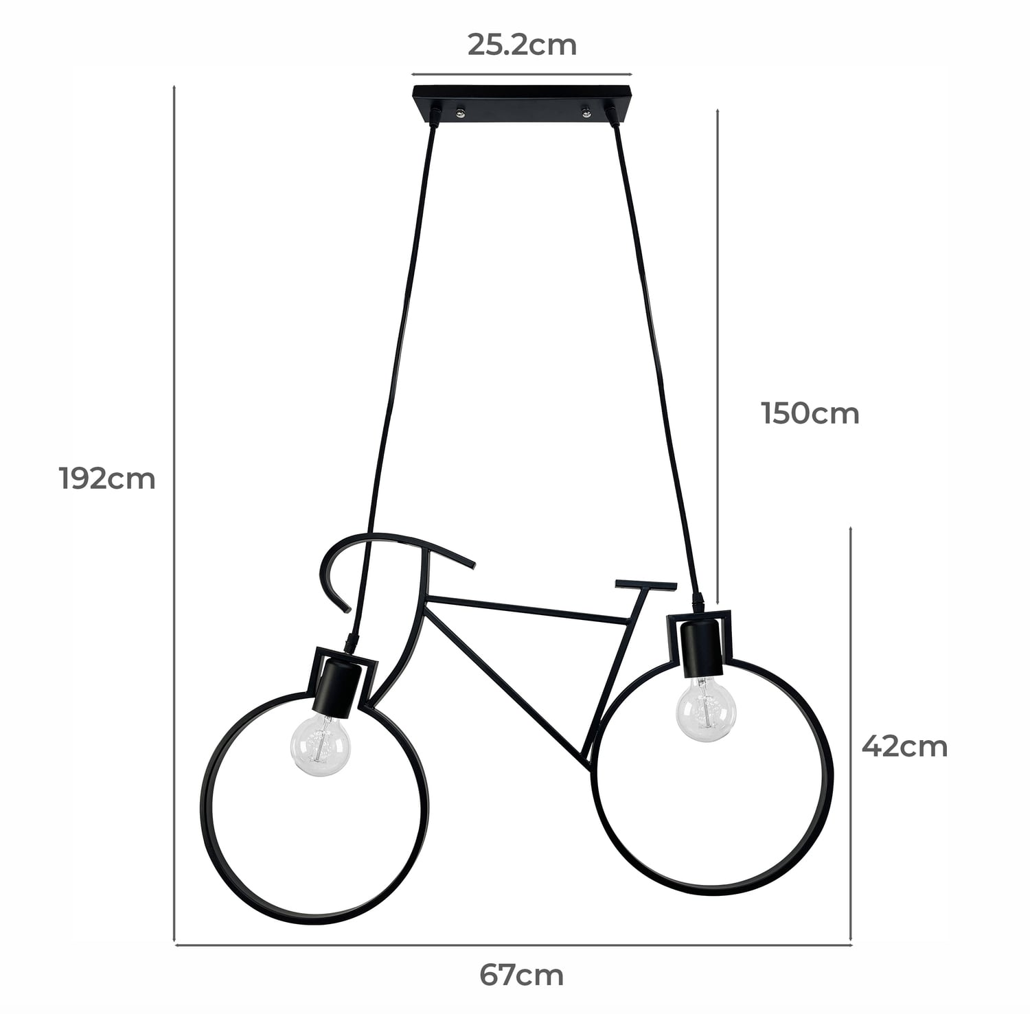 Brady Bike 2 Light Metal Pendant