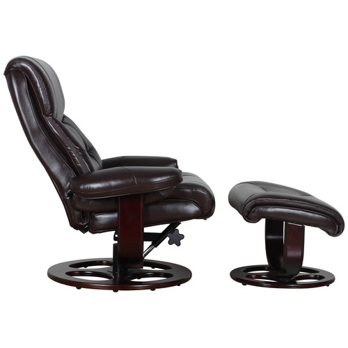 2 Piece Faux Leather Recliner Armchair & Footstool Set