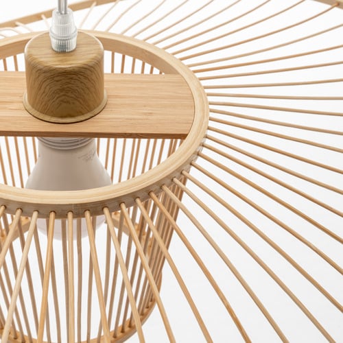 Wide Brim Bamboo Pendant Light