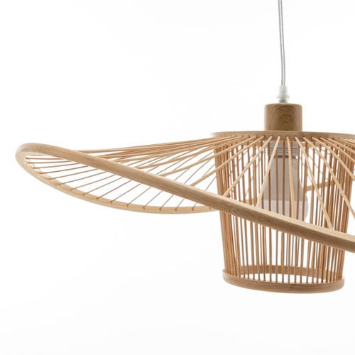 Wide Brim Bamboo Pendant Light