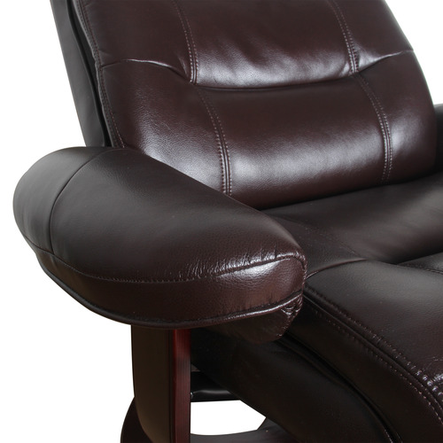 2 Piece Faux Leather Recliner Armchair & Footstool Set