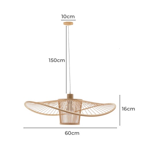 Wide Brim Bamboo Pendant Light