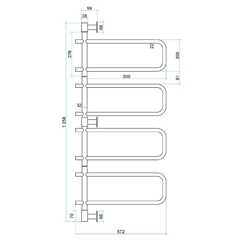 Silver Thermorail Swivel Towel Rail