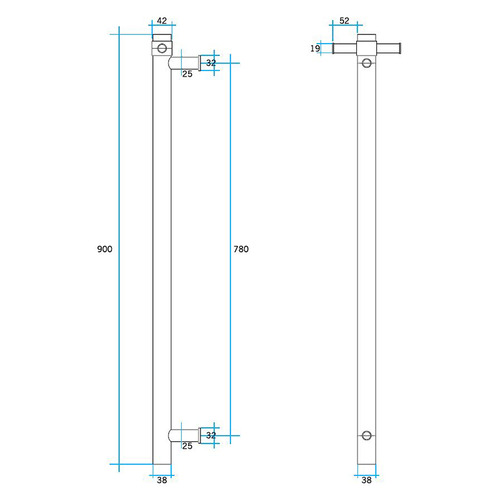 Vertical Square 12V Thermorail Bar