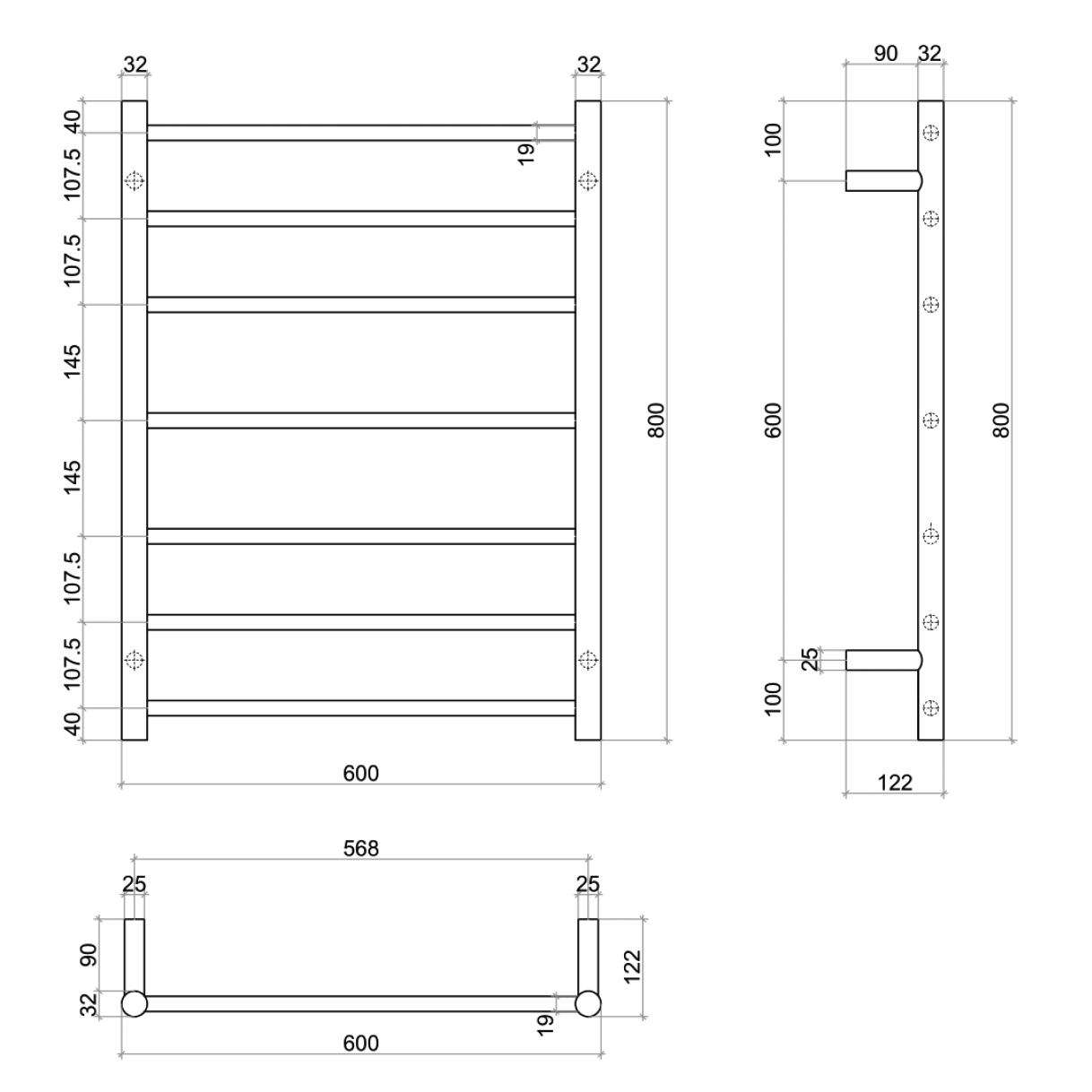 Large Wall Mounted Thermorail