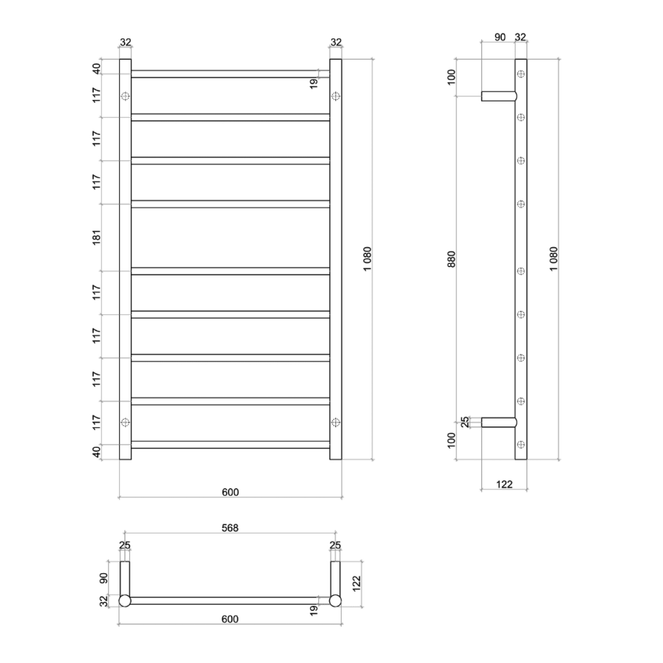 Large Wall Mounted Thermorail