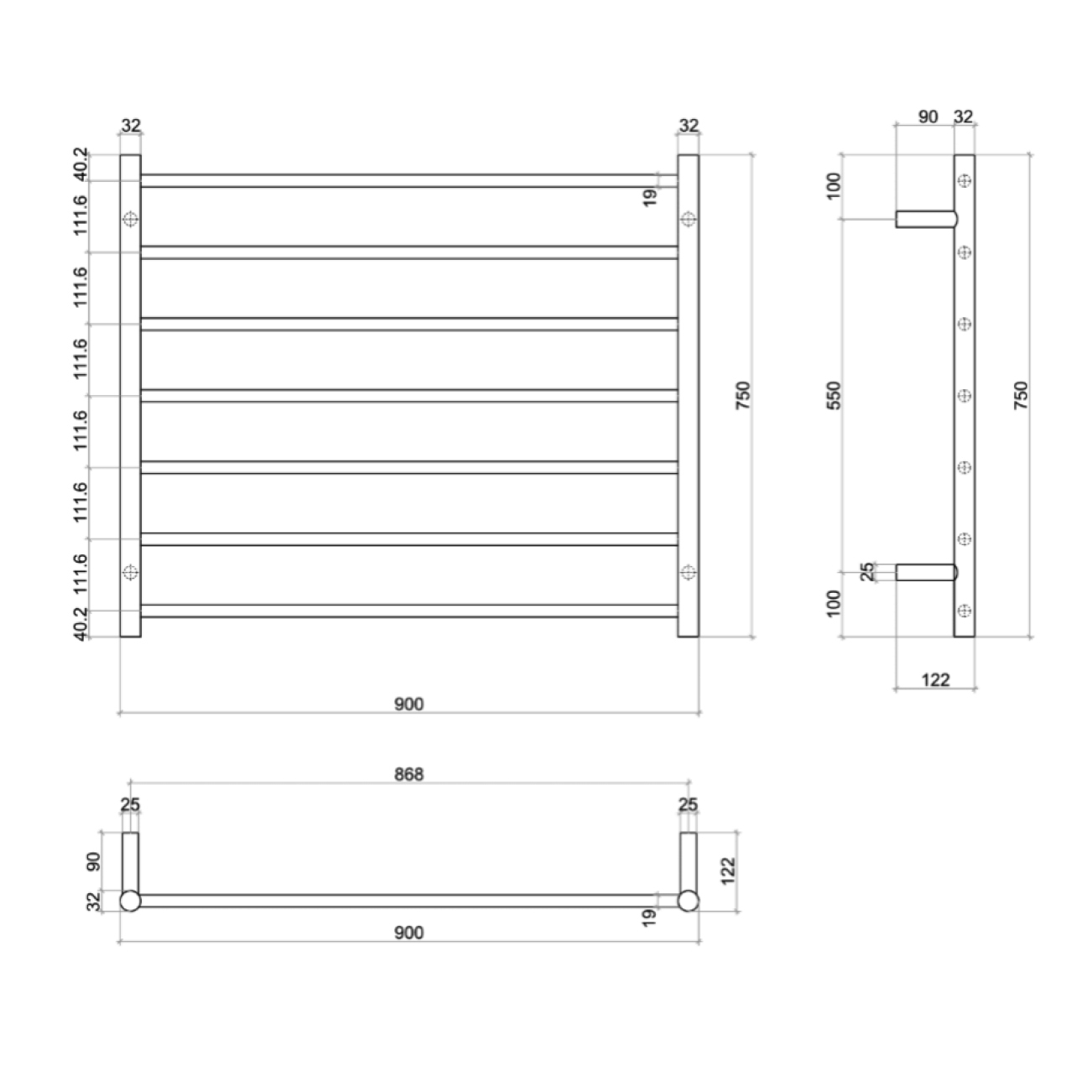 SR Range 7 Bar Thermorail