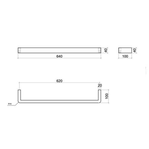 Squared 12V Thermorail Single Towel Rail