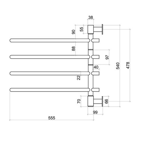 Round 4 Bar Swivel Non-Heated Towel Rail