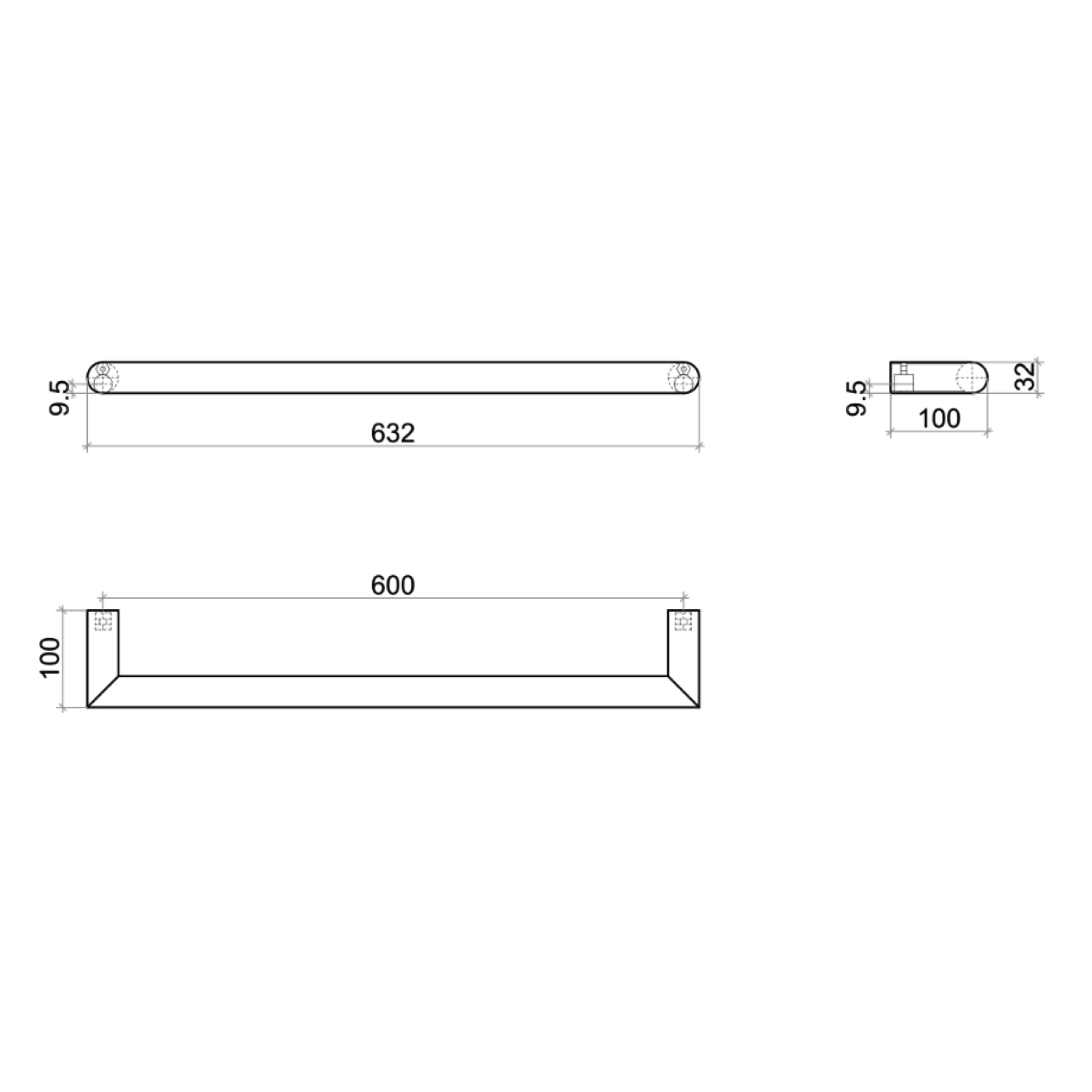Thermorail 63.2cm Single Bar Heated Towel Rail