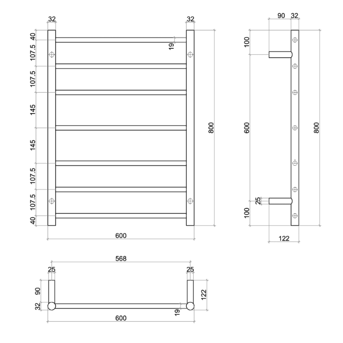 Brushed Gold Heated Towel Rail
