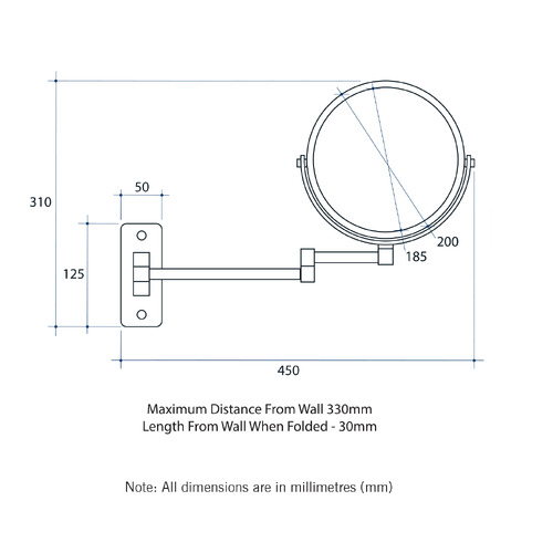 Round Magnification Wall Mounted Shaving Mirror