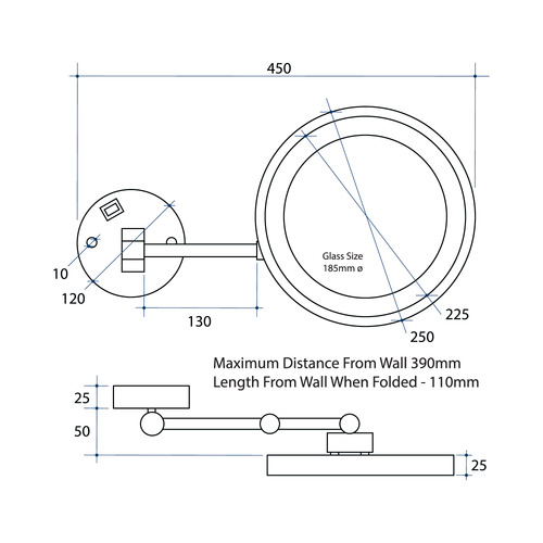 Round Plug in Exposed Wiring Mirror