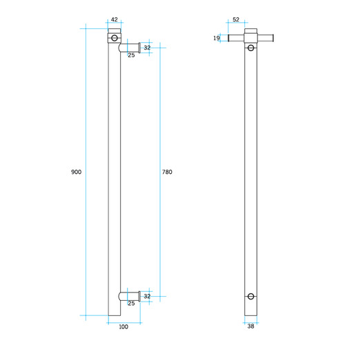 Thermorail 900mm Vertical Towel Bar
