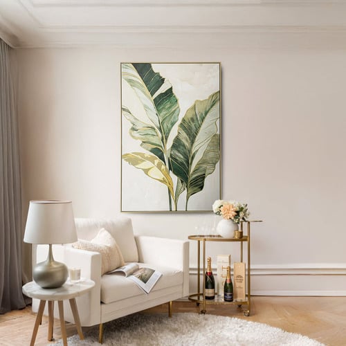 Green Palm I Framed Canvas Wall Art