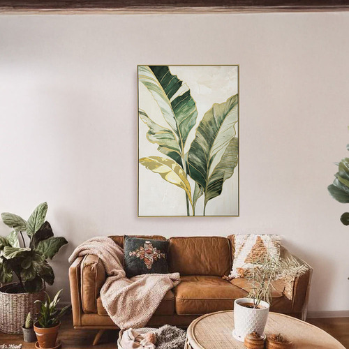 Green Palm I Framed Canvas Wall Art