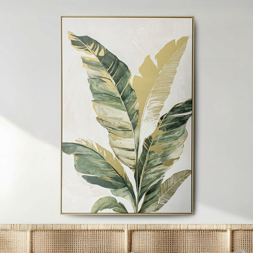 Green Palm II Framed Canvas Wall Art