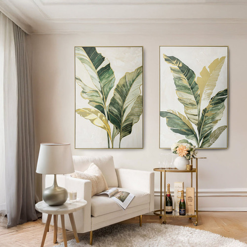 Green Palm II Framed Canvas Wall Art