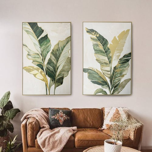 Green Palm II Framed Canvas Wall Art