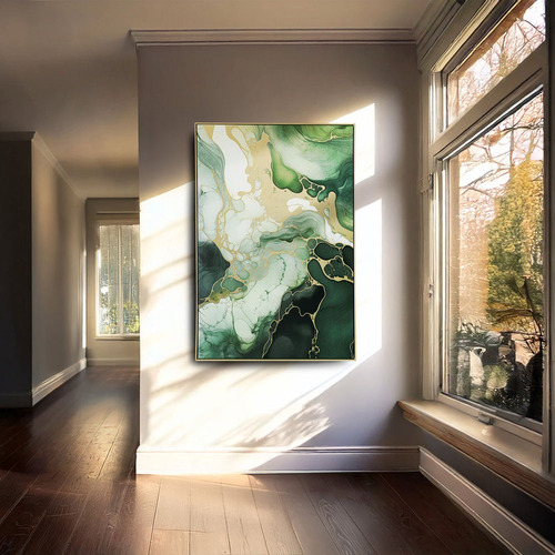 Green Marble Framed Canvas Wall Art