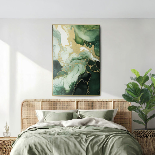 Green Marble Framed Canvas Wall Art