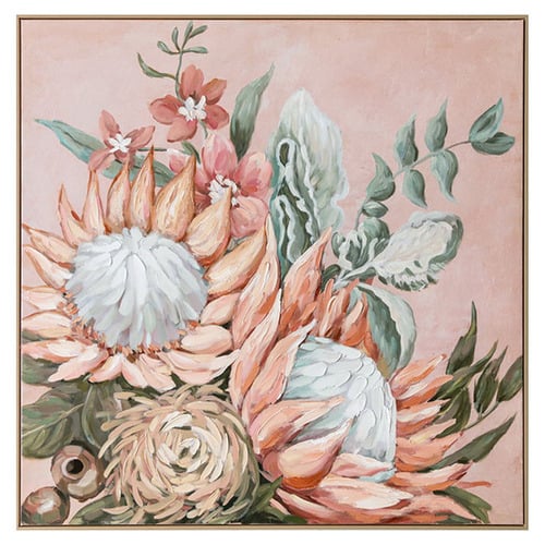 Pink Protea Framed Canvas Wall Art