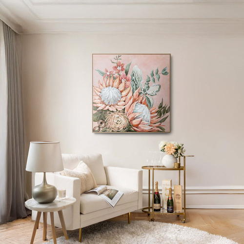 Pink Protea Framed Canvas Wall Art