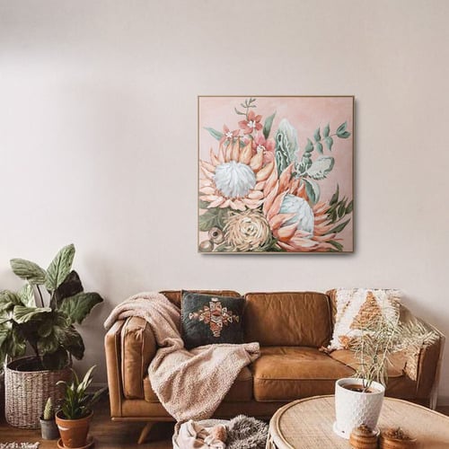 Pink Protea Framed Canvas Wall Art