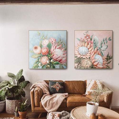 Pink Protea Framed Canvas Wall Art
