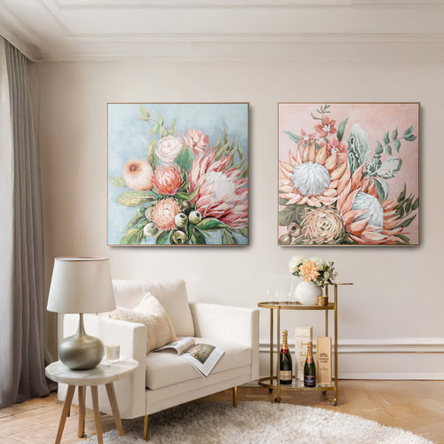 Pink Protea Framed Canvas Wall Art
