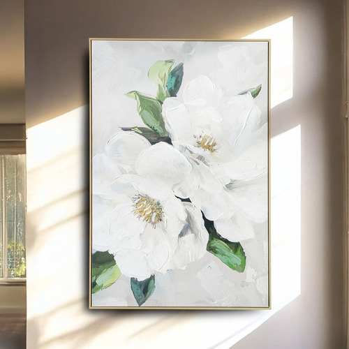 White Magnolia Framed Canvas Wall Art