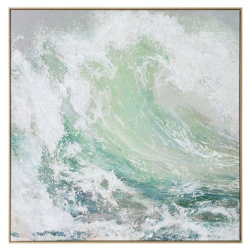 Green Waves Framed Canvas Wall Art