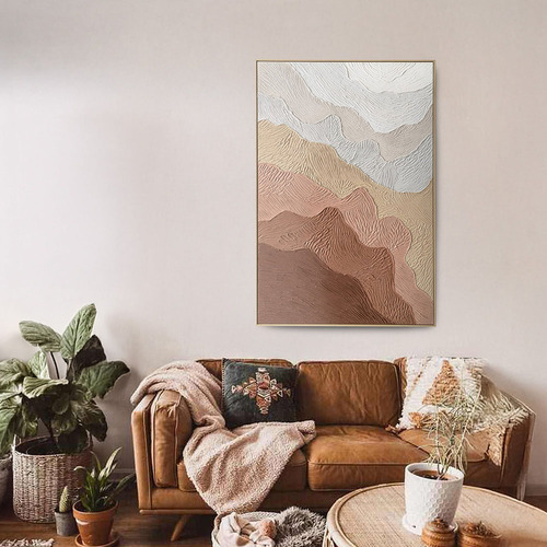 Ochre Ripples Framed Canvas Wall Art
