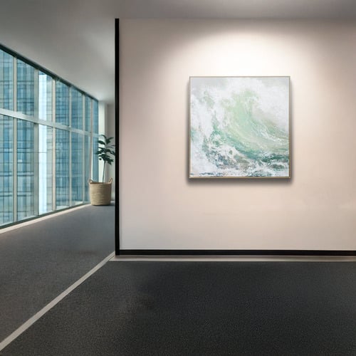 Green Waves Framed Canvas Wall Art
