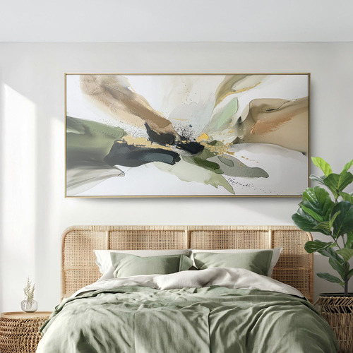 Green Abstract Framed Canvas Wall Art
