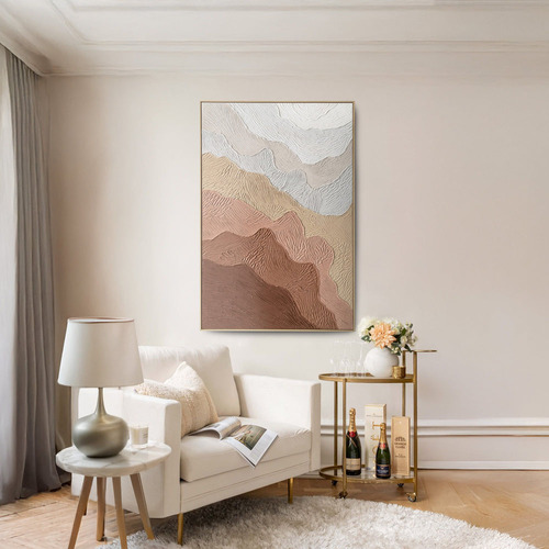 Ochre Ripples Framed Canvas Wall Art