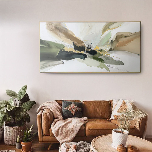 Green Abstract Framed Canvas Wall Art