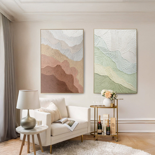 Ochre Ripples Framed Canvas Wall Art